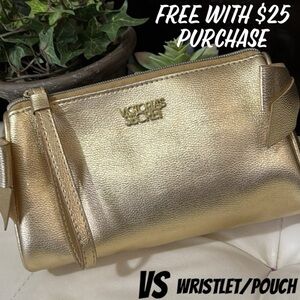 FREE WITH $25 PURCHASE-Gold VS Wristlet Pouch-Zip Top